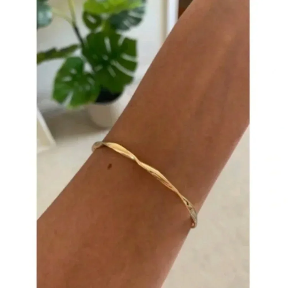 Anthropologie Minimalist Gold Bangle Cuff Bracelet